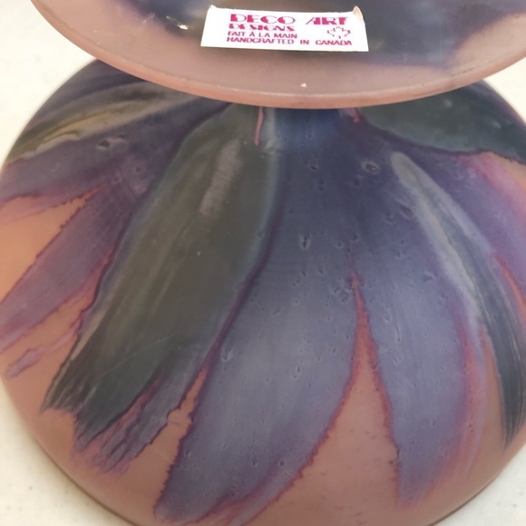 DECO ART DESIGNS /Candy Dish/ Frosted Satin Art Glass Handcrafted in Canada - Picture 4 of 7